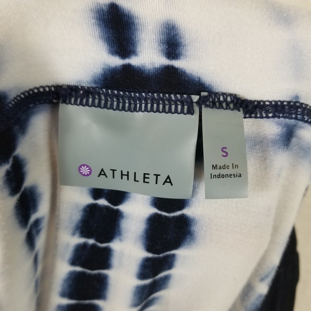 Athleta Maxi Skirt Womens Small S Navy Blue Tie Dye Shibori Side Slit Tencel - Picture 4 of 8